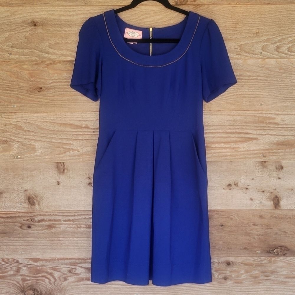Phoebe Couture Cobalt Blue Dress with Zipper Trim Size 4